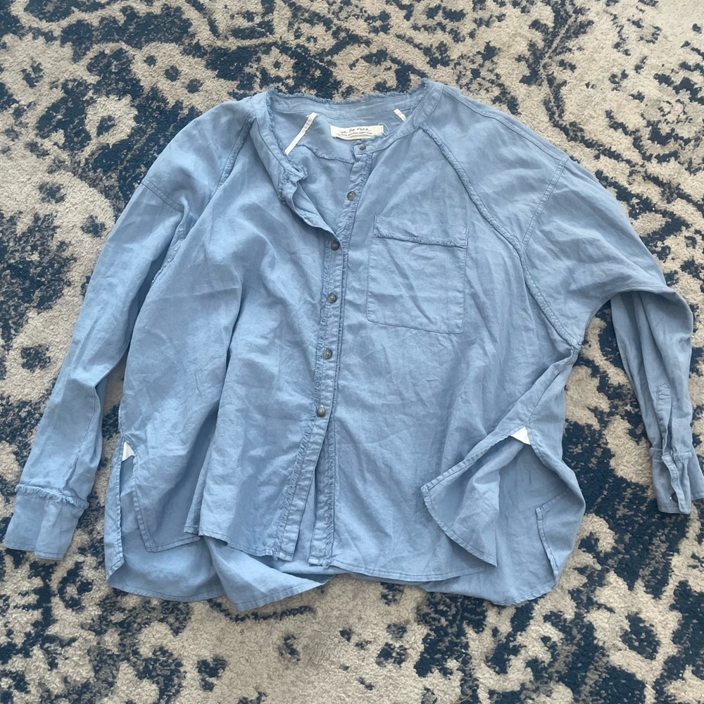 We the Free Blue Button-Up Shirt